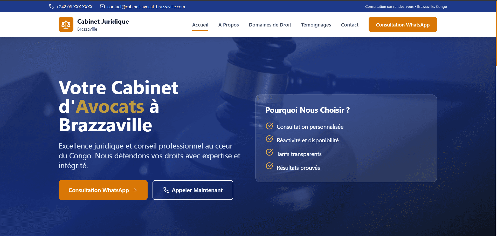 Cabinet d’avocat – Maquette de site vitrine